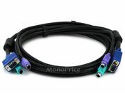 Molded 3 In 1 KVM Cables SVGA PS 2 M M Black 6FT