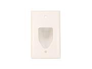 1 Gang Recessed Low Voltage Cable Wall Plate White