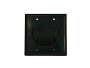 2 Gang Recessed Low Voltage Cable Wall Plate Black
