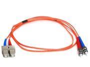 Monoprice Fiber Optic Cable ST SC OM1 Multi Mode Duplex 1 meter 62.5 125 Type Orange