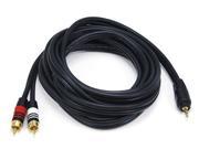 10ft Premium 3.5mm Stereo Male to 2RCA Male 22AWG Cable Gold Plated Black