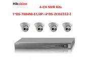 Upgradable Hikvision 4CH NVRDS 7604NI E1 4Pwith 1SATA 4 POE and Hikvision 4xDS 2CD2332 I 3MP outside IR POE IP camera kits ONVIF