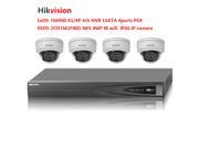 Upgradable Hikvision 4CH NVR DS 7604NI E1 4P with 1SATA 4POE and Hikvision 4xDS 2CD2142FWD IWS 4MP WIFI outside IR POE IP camera surveillance system kits ONVIF