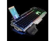 Professional Gaming Keyboard 8 LED Backlit Modes with Phone Holder Mechanical Feeling 104 Keys Waterproof for PC Laptop