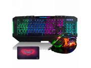 Ajazz The Dark Knight USB Gaming Keyboard Mouse Pad Combo Set 7 LED Colors 2400DPI 6 Buttons USB Gaming Mouse Gift