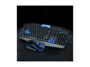 Multimedia Wireless Gaming Keyboard and Mouse With USB RF 2.4GHz Anti Ghosting Feature WaterProof Design Black Blue Upgraded Version