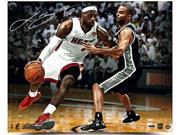 LEBRON JAMES SIGNED NBA FINALS MATCH UP PHOTO VS TONY PARKER UDA LE 25