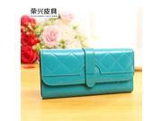 Leather wallet fashion lady purse long wallet blue