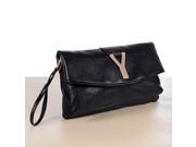 2016 word buckle new PU leather handbag shoulder diagonal packet tide Women Clutch black