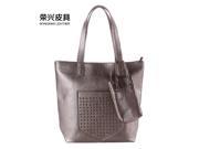 2016 new simple style women s handbags classic wild rivet fashion handbags silver