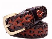 Hand woven woMen s leather belt brown 110 cm