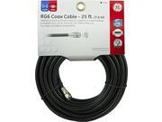 GE AV73261 RG6 Coaxial Cable Weatherproof 25ft Black