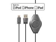 RETRAK ETLTUSBSPGY Charge Sync Retractable Lightning R to USB Cable Space Gray