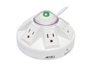 Accell D080B 012K Powramid 1080 Joules Surge Protector 6 Outlets 4 foot Cord White