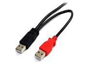 StarTech.com 1 Feet USB Y Cable for External Hard Drive USB A to Mini B USB2HABMY1