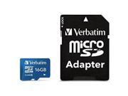 Verbatim 16 GB Tablet microSDHC Memory Card UHS 1 Class 10 Blue 44043