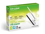 TP Link TL WN722N Wireless N150 High Gain USB Adapter 150 Mbps with 4 dBi High Gain Detachable Antenna IEEE 802.1b g n WEP WPA WPA2