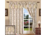 2 PENELOPIE CURTAIN PANELS WITH ATTACHED AUSTRIAN VALANCE 84 inches long window Beige