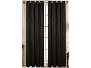 Set of 2 Ivy Blackout Flocked Grommet Top Curtain Drapery Panels 84 inch L Black