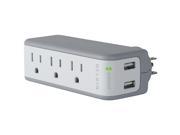 Belkin Mini 5W 3 Outlet Swivel Travel Charger with Dual USB Ports