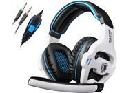 SADES SA810 3.5mm Stereo PC Gaming Headset Headphones with on line Volume control Mic for PC Laptop White