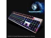 SADES K10S Latest New Version Mechanical Gaming Keyboard 104 Keys RGB Backlit Mechanical Wire Gaming Keyboard Colorful LED 7 Switchable Backlight Colors 19 Non