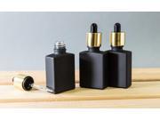 30ml Black Glass Rectangle Dropper Bottle with Gold Plated Top