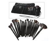 32 Piece Black Cosmetic Makeup Brush Set with Black Bag