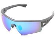 Under Armour UA Fire Satin Carbon Grey Frame Blue Mirror Lens Men s Sport Shield Sunglasses