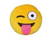 Emoji Smiley Emoticon Stuffed Plush Soft Round Cushion 13 in. Pillow Naughty Face