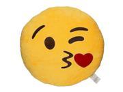 Emoji Smiley Emoticon Stuffed Plush Soft Round Cushion 13 in. Pillow Kissy Face