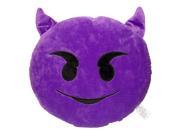 Emoji Smiley Emoticon Stuffed Plush Soft Round Cushion 13 in. Pillow Angry Devil Face