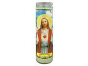 Langley Unscented 8 Inch Religious Christian Prayer Glass Wax Candle Sacred Heart of Jesus Sagrado Corazon de Jesus