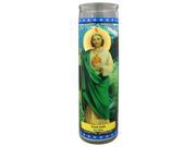 Langley Unscented 8 Inch Religious Christian Prayer Glass Wax Candle Saint Jude San Judas