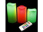 Color Changing Flameless LED Flicker Wax Candles with Remote Control Set of 3