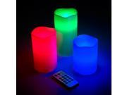 Flameless LED Color Changing Scented Magic Candles with Remote Ivory Set of 3
