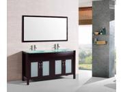 KOKOLS 60 Modern Furniture Bathroom Vanity Cabinet Double Sink Glass Top