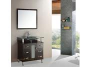 KOKOLS 32 Modern Vanity Bathroom Furniture Glass Top Tempered Glass Sink
