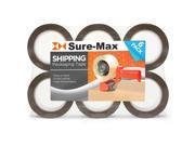 Sure Max Premium Carton Packing Tape 2.0 mil 330 Feet 110 yards Brown Tan 6 Rolls