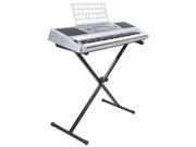 Hamzer 61 Key Electronic Music Electric Keyboard Piano with Stand Touch Sensitive Keys Midi Output Silver