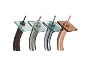 FREUER Vetro Collection Glass Waterfall Bathroom Sink Faucet Brushed Nickel