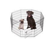 SmithBuilt Animal Dog Playpen Folding Exercise Yard with Door and Carry Bag 8 Panel Metal Wire Popup Portable Fence Black 30 in. Tall