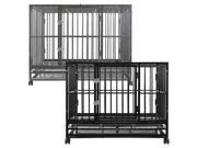 SmithBuilt Heavy Duty Dog or Animal Cage w 2 Doors Metal Tray Pan 42 Length Silver
