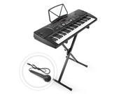 Hamzer 61 Key Electronic Piano Electric Organ Music Keyboard with Stand Black