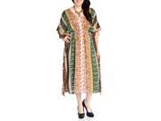 Blue Plate Women s Olive Peach Tribal Caftan Kimono Dress