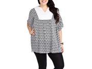 Blue Plate Women s Black White Top Embroidered Poncho