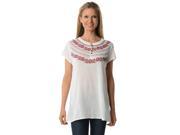Blue Plate Women s White Yoke Button Up Embroidered Top