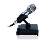 3.5mm Flexible Mini Microphone Mic for Apple K Sing Androids Mobile Phone PC Laptop Notebook With Stand Mount Silver