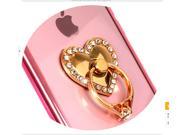 Universal Love Shape Crystal Rhinestone 360° Stainless Steel Phone Stand Metal Material Luxury Ring Phone Holder Gold
