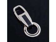Fashion Men Business Creative Metal Leather Car Key Chain Keyrings Waist Buckle Silver